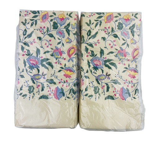 32 Vintage Paper Guest Hand Towels Tissue Bathroom Bright Floral Cream Contempo Item image 2