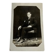 Vintage Antique Photo of Man Post Card Cabinet Card Suit in Chair Professional - £14.93 GBP