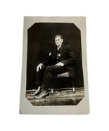 Vintage Antique Photo of Man Post Card Cabinet Card Suit in Chair Profes... - £14.73 GBP
