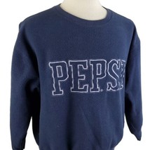 Vintage Pepsi Sweatshirt Blue XL Crew Pullover Fleece Embroidered Spell Out 90&#39;s - £19.66 GBP