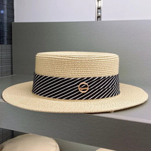 New Men’s Straw Boater Black &amp; White Band Fedora Dress Hat (Size 56-58CM) - £20.89 GBP