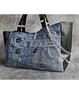 Recycled Denim Hobo Bag: Large Jeans Purse with Zipper Pocket - $2,948.02 MXN