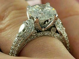 Engagement Wedding Ring 2.10Ct Round Moissanite 14K White Gold Plated - £87.38 GBP