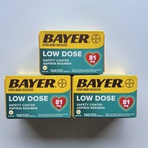 Bayer Aspirin Regimen 81mg Low Dose 120 Coated Tablets Exp 07/24 3 Pack - £15.07 GBP