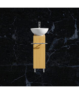 Small Space Elegant Light Maple Wood Finish Stand Pedestal Bathroom Vanity Sink - $305.00