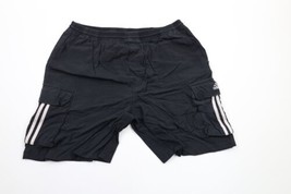 Vintage 90s Adidas Mens Size Large Faded Spell Out Striped Cargo Shorts Black - £31.10 GBP