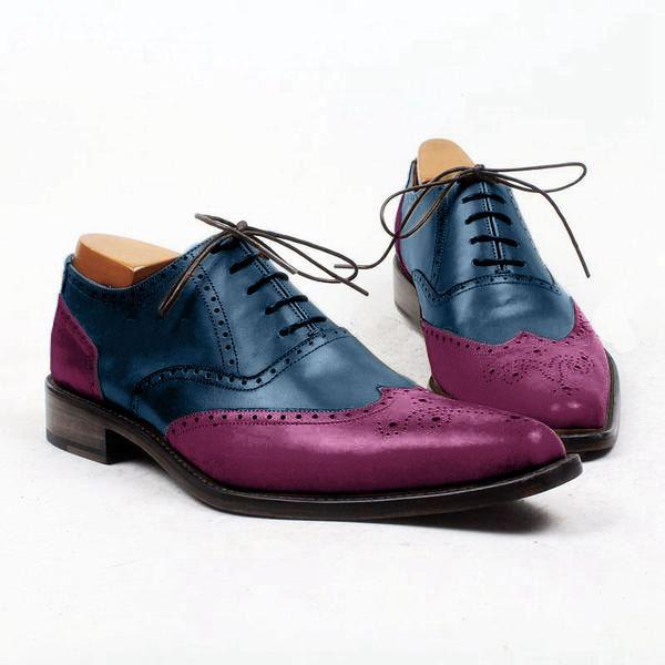 New handmade men's leather Romantic blue and purple shoes, men formal shoes  201