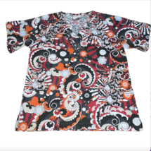 UA Size S Small Black Gray Red Orange Paisley Floral Vibrant Scrub Shirt... - $9.99