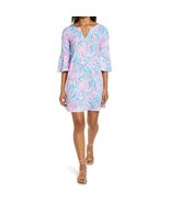 Lilly Pulitzer Tosha Shift Dress Multi Treasure Trove Ruffle Cuffs Small