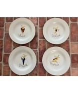 4x Pottery Barn Reindeer Salad Dessert Plates Vixen Dasher Dancer Prance... - $878.55 MXN