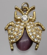 Vintage Rhinestone Scarab Beetle Charm Cabochon Bug Insect - £17.29 GBP