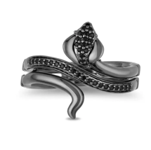 Enchanted Disney Villains Jaffar Ring 1/6ct Diamond Snake Bypass Ring Silver Rin - £94.82 GBP