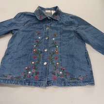 Bobbie Brooks BB3S112 Womens M Blue Embroidered Floral Button Front Denim Jacket image 12