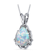 Sterling Silver 1.5 Carat White Opal Pendant Necklace - €72,92 EUR