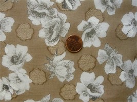 4yds Sweet Beige Couture Swiss Pure Cotton Floral Jaquard Voile Fabric - £75.64 GBP