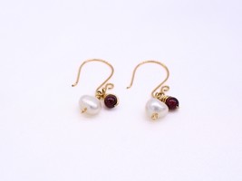 Cultured Pearl and Garnet earrings - $50.00