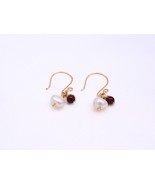 Cultured Pearl and Garnet earrings - $68.61 CAD