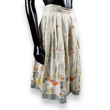 Vtg Handmade Persian India Floral Print Midi Skirt Pleated 25”W Ivory Or... - £19.85 GBP