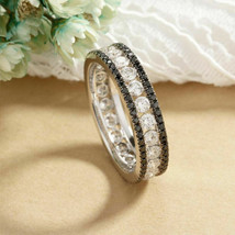 1.50CT Simulated Diamond Eternity Wedding Ring 14k White Gold Plated Silver - £56.97 GBP