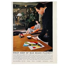 What Sort of Man Reads Playboy Print Ad 1963 8x11&quot; Vintage 60s MCM Mid Century - $17.73