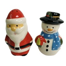 Santa and Snowman Salt &amp; Pepper Shaker Set Christmas Unused Small 2.5&quot; Vintage - $16.83