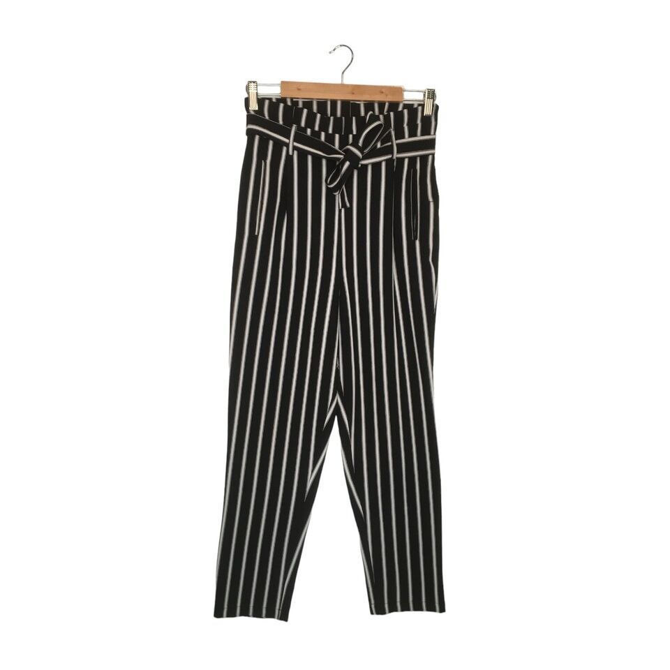 Windsor Pants Womens M Paperbag Waist Belted Striped High Rise Mob Wife ... - $21.77