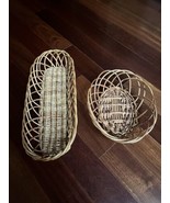Baskets Woven Wicker Rattan Bread Roll Baskets Lot Of 2 Country Farmhous... - £13.22 GBP