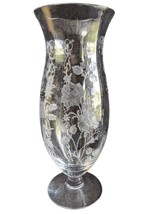 Fostoria Midnight Rose Etched Footed Flared Vase 8 3/8&quot; - £106.58 GBP