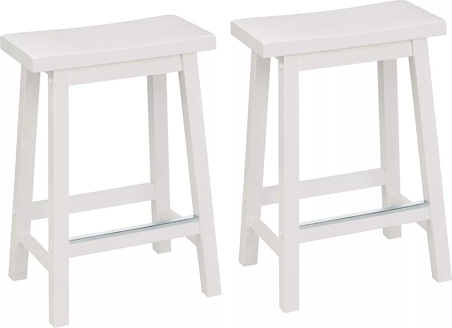 White Solid Wood Dining Chair Set of 2: Counter Height Saddle-Seat Stools - $123.46 CAD