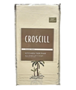 Croscill Palm Tree Kitchen Tier Pair 60&quot;x24&quot; Linen Embroidered British C... - £16.53 GBP