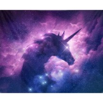 Unicorn Tapestry Clouds and Stars 5 ft x 5 ft Wall Hanging Pink Purple Decor