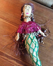 Vintage Corn Husk Mermaid Doll Handmade Coastal Decor Nautical Beach House - £11.80 GBP