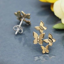 Bronze Butterfly Cluster Post Earrings 17x11mm - $370.87 MXN