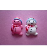 Pink &amp; White Snowman Cabochons - $2.30