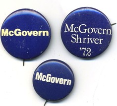 3 1972 McGOVERN President Pinback Button Pin Set - £10.96 GBP