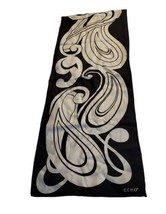 Echo Black and White Print 100% Silk Scarf Oblong 52x10 - £7.63 GBP