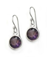 Sterling Silver Round Crystal Drop Earrings, Purple - £14.94 GBP