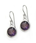 Sterling Silver Round Crystal Drop Earrings, Purple - $25.79 CAD