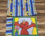 Vintage 2000 Sesame Street Twin Flat Sheet Pillowcase Elmo Cookie Monste... - £15.01 GBP