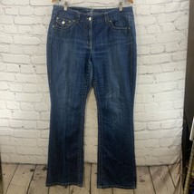Premium Denim Lydia Bootcut Blue Jeans Womens Sz 12 Dark Wash - £15.78 GBP
