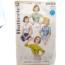 Vintage Sewing PATTERN Butterick 9834, Young Junior and Teen 1960 Blouse - $18.39