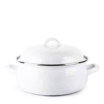 4-Quart White Porcelain-Coated Steel Dutch Oven w/ Lid and Stainless Ste... - $127.44