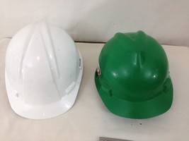 Lot of 2 MSA Green &amp; North One Size Adjustable White Hard Plastic Hats - $19.80