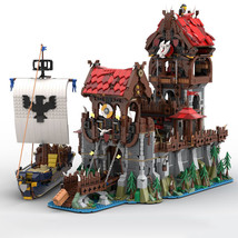 Tower Medieval Ship Building Blocks Set Castle MOC Bricks Toys Kit for Wolfpack - £280.24 GBP