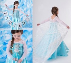  Frozen Princess ELSA Snowflake Costume Dress Cosplay Party Dress up - £12.03 GBP