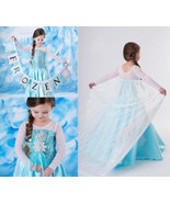 Frozen Princess ELSA Snowflake Costume Dress Cosplay Party Dress up - £11.95 GBP
