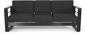 Christopher Knight Home Giovanna Outdoor 3 Seater Sofa, Dark Grey + Natu... - $1,387.99