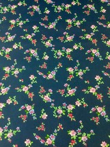 Santee Print Cotton Fabric - Flowers &amp; Vines on Navy background - 1/2 yd - £3.63 GBP