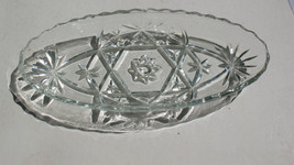 Crystal Glass Oval Shaped Dish with a 9 pointed star in Middle 8 3/4 Long - £14.06 GBP