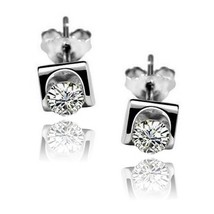 Small Heart Diamond Alternatives Stud Earrings 3mm 14k White Gold over 9... - $23.27